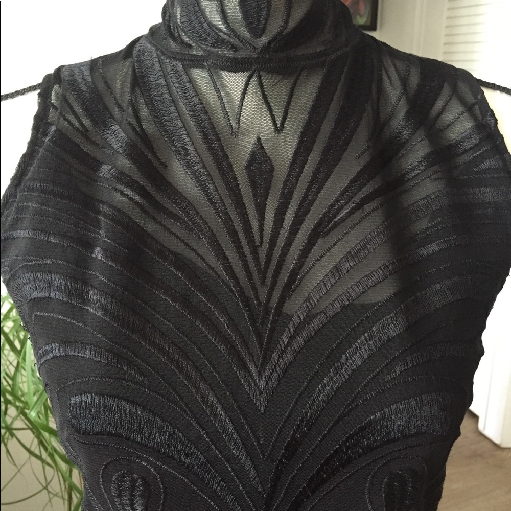 INC Black Sheer Sleeveless Blouse